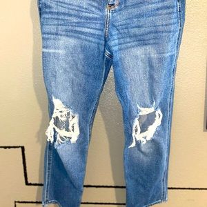Hollister Blue Ripped Mom Jeans